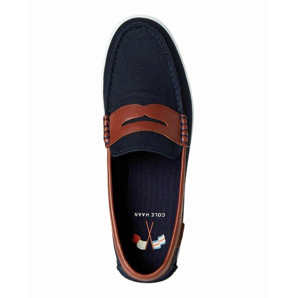 COLE HAAN Blue & Chestnut Nantucket Loafers -10.5M - Picture 4 of 12